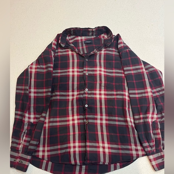 Burberry check cotton shirt size large.